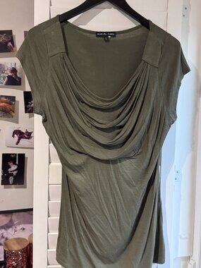 ✨ Kim & Cami Luxe Draped Cowl-Neck Top | Olive Green | Size L ✨